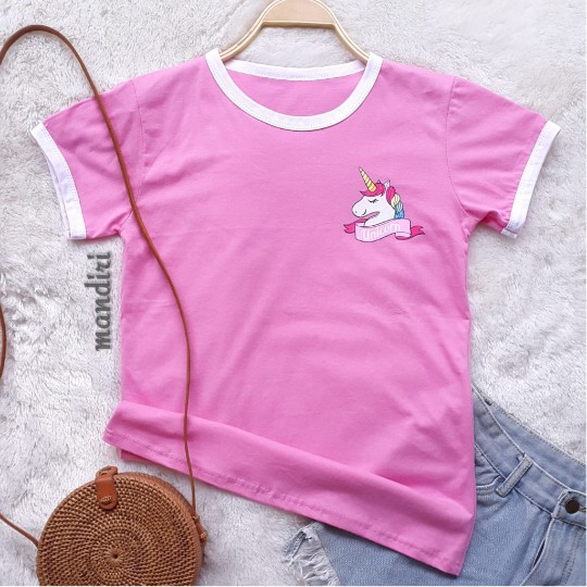 VS - RINGER TEE UNICORN / TSHIRT UNICORN / TEE / TUMBLR TEE / PAKAIAN WANITA MURAH