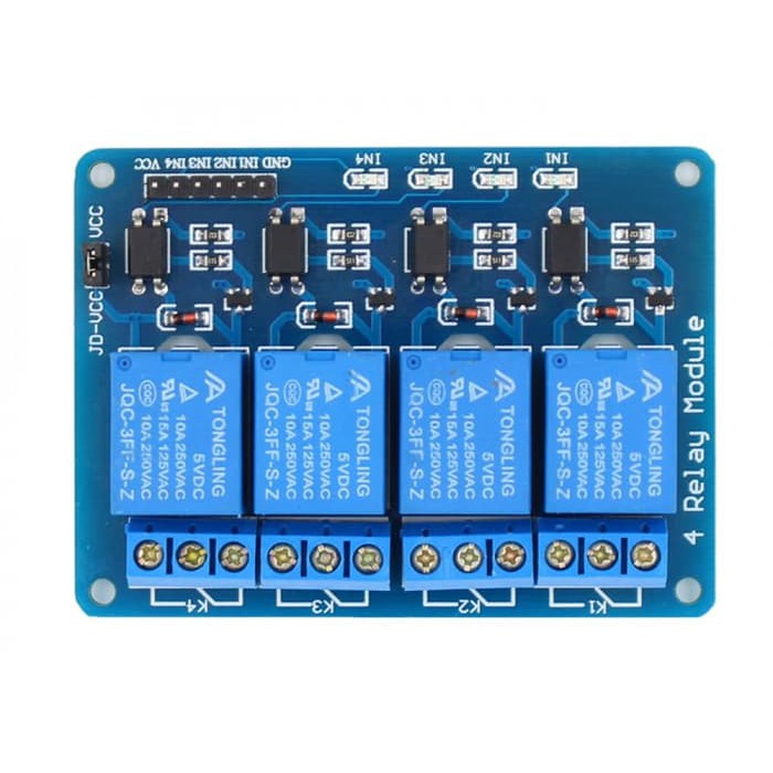 MODUL RELAY 4 CHANNEL 5V OPTOCOUPLER ARDUINO