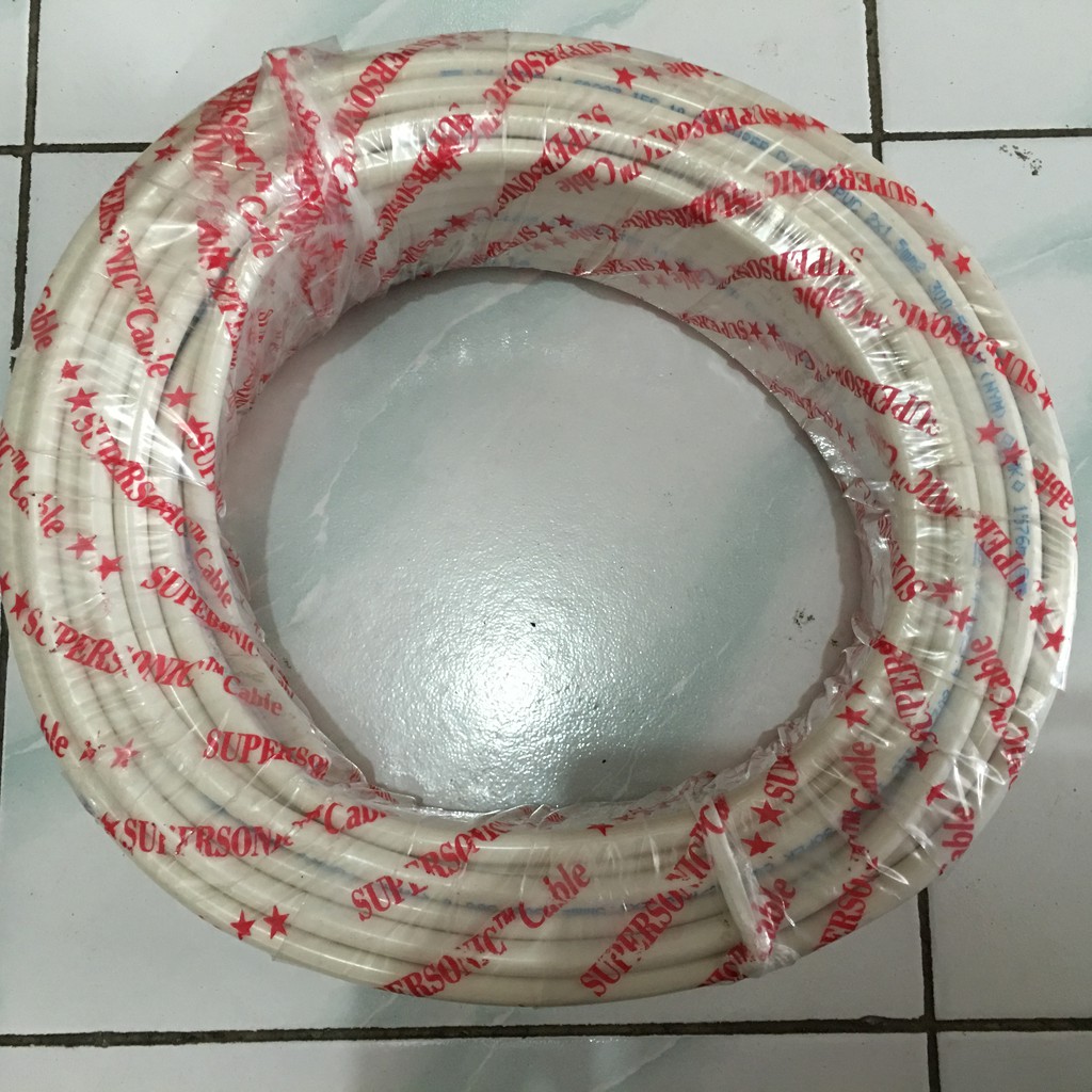 KABEL LISTRIK Tembaga Supersonic Putih ukuran 2x1,5 2x1.5 50Yard