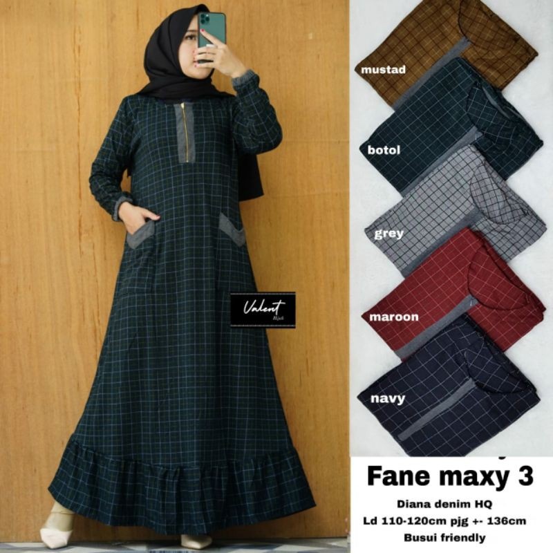 Gamis Wanita Calvin Jeans Diana Busui Tebal Melar Nyaman di Pakai Fane Levila Gamis Muslim Kekinian-5