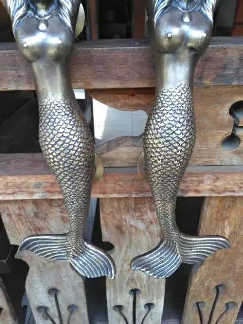 Handle Pintu / Gagang Pintu Rumah Pagar Kuningan Antik Murah Motif Putri Duyung