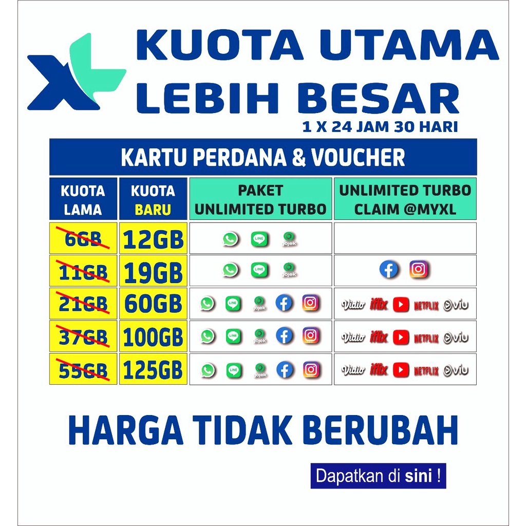 KUOTA XL COMBO LITE  UNLIMETED Paket Data XL COMBO LITE S, M, L, XL, XXL, XXXL