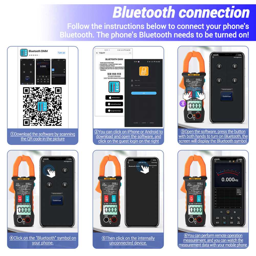 Multitester ANENG Digital Bluetooth Multimeter Voltage Tester Clamp - ST207 ST208