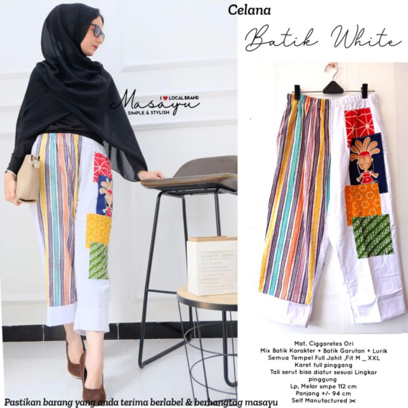 celana batik white by masayu