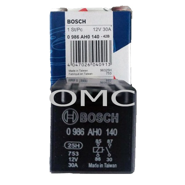 Relay 12V 30A Kaki 4 Bosch | 986-AH0-140