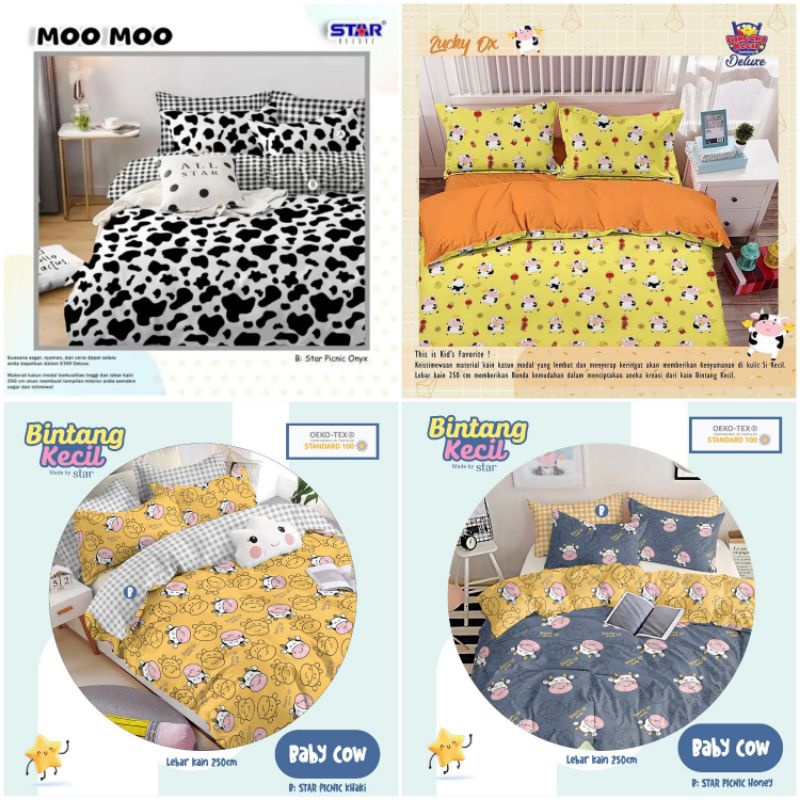 SPREI+BEDCOVER MOTIF KUDA PONY DAN SAPI / BEDCOVER SET KATUN LOKAL / SPREI ANAK