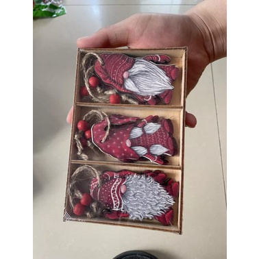 9pcs / Set Gantungan Pohon Natal Kayu Liontin Ornamen Dekorasi Natal