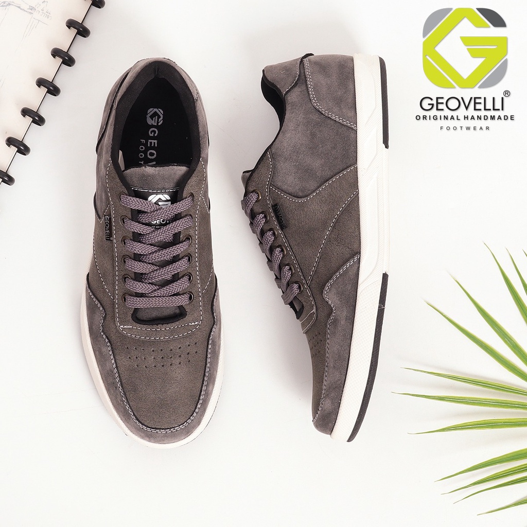 Gevelli Grey | Sepatu Abu Casual Sneakers Kasual Polos Original Pria Cowok Footwear New | 44-39