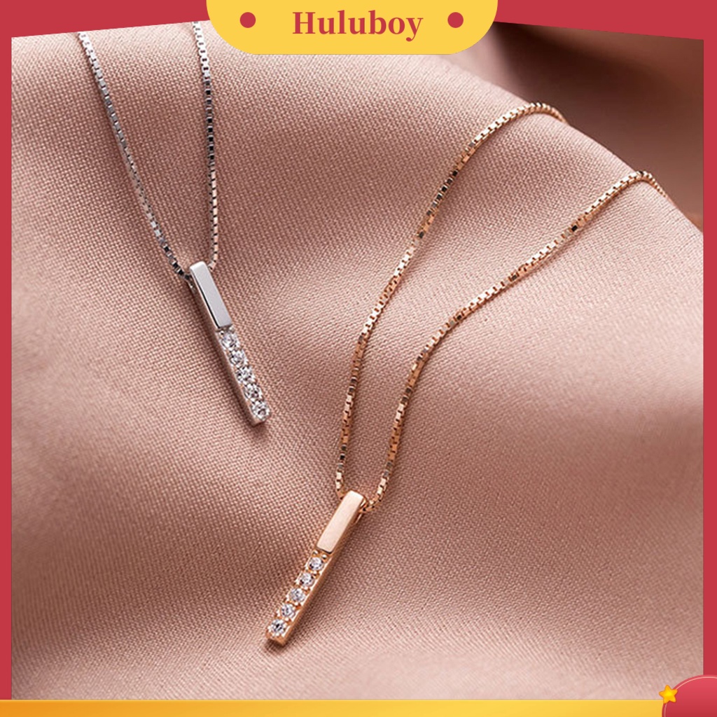 Hu Hu Hu Hu Hu Alat Bantu Pasang Kacamata♡ Kalung Rantai Klavikula Bentuk Strip Aksen Berlian Imitasi Tahan Lama Untuk Hari Valentine