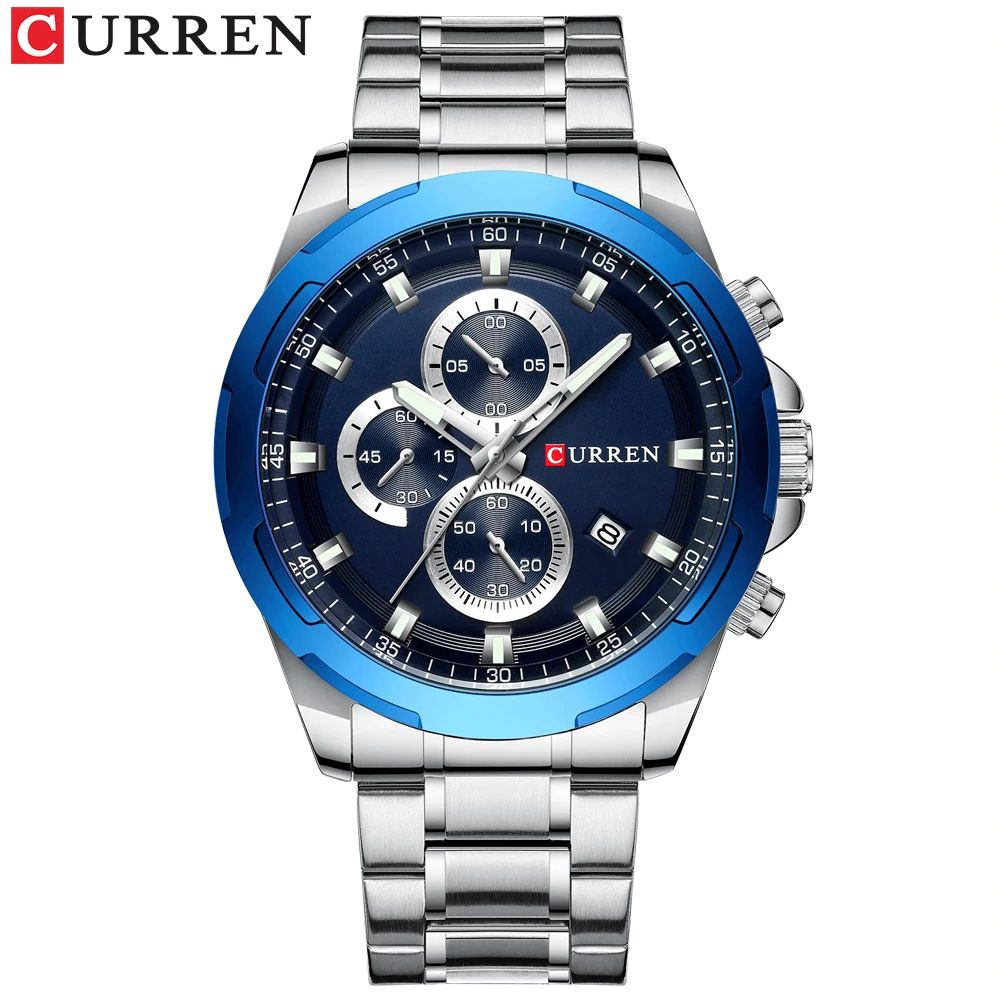 CURREN 8354 Jam Tangan Pria Analog Stainless Steel Chronograph Aktif WATCHKITE WKOS