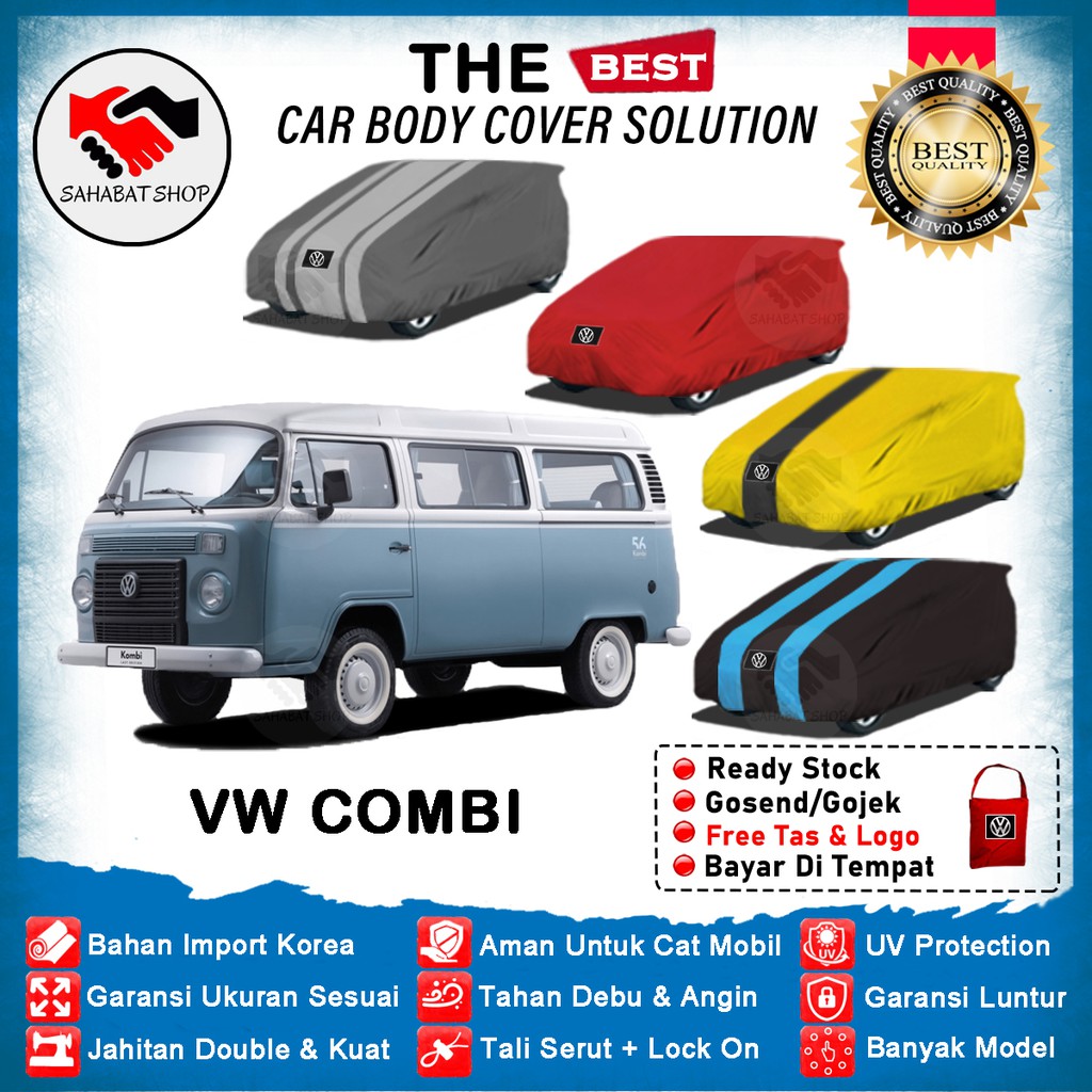 Sahabat Body Cover Mobil VW Combi / Sarung Penutup Volkswagen Combi Outdoor 1967 1968 1969 1970 1971 1972 1973 1974 1975 1976 1977 1978 1979 / Selimut Mantel Tutup Kerudung Pelindung Jas Mantol Pembungkus Mobil VW Kombi Waterproof Anti Air Model Biru