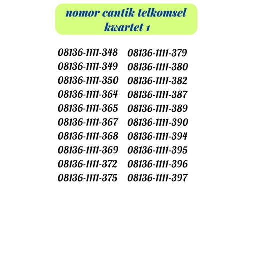 nomor cantik Telkomsel kwartet 1