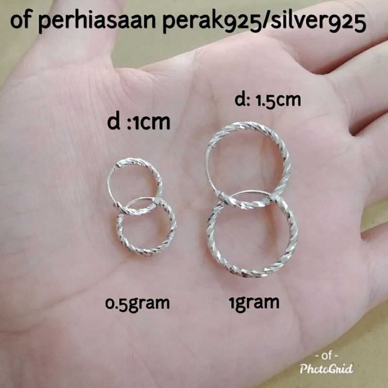 ANTING BULAT UKIR PERAK925 LAPIS MAS PUTIH AK.