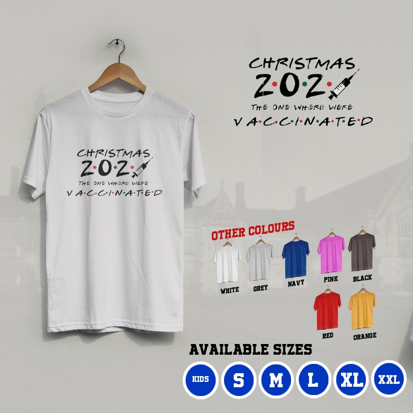KI/526 Kaos Covid Christmas Vaccine Natal Day T-Shirt Anak dan Dewasa