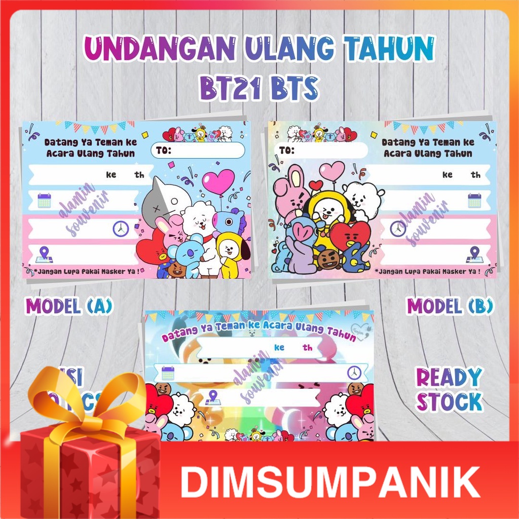 Undangan Ulang Tahun BT 21 Ready isi 10pc