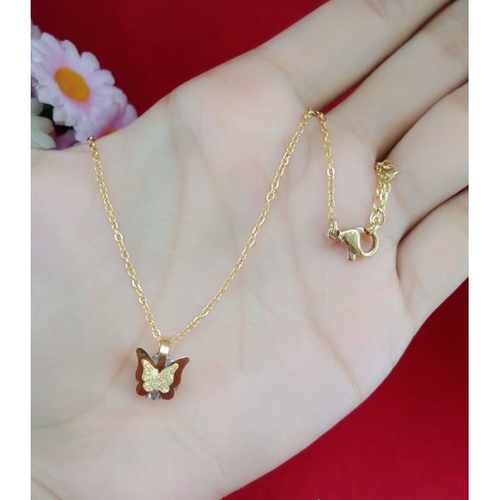 Kalung emas muda kadar 50% perhiasan/kalung free liontin kupu kupu , emas muda kadar rendah