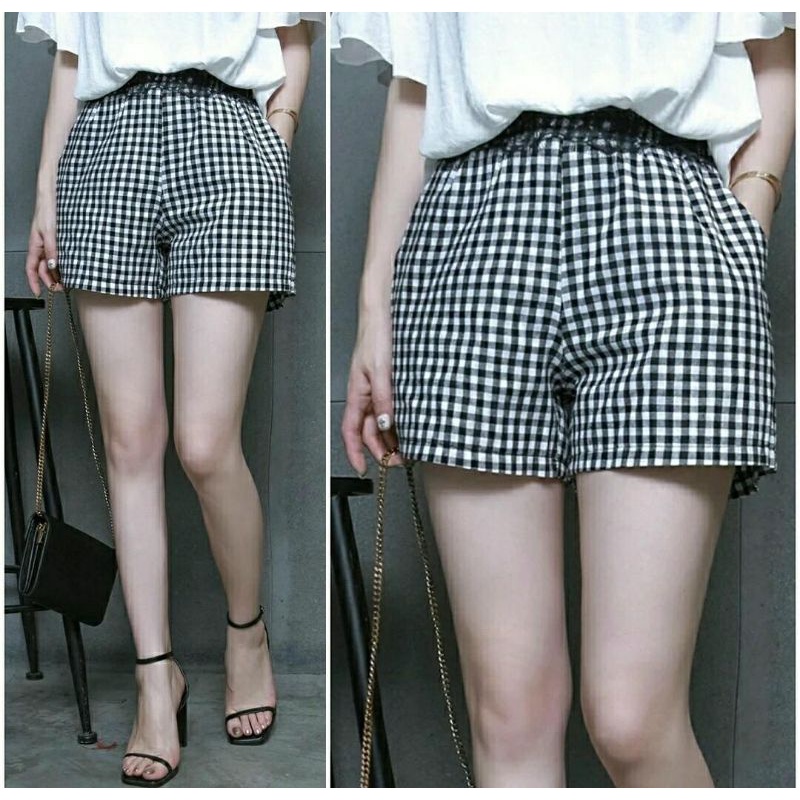 Hot Pants Celana Pendek Tartan Celana Hot Pants Kotak Celana Wanita Harian Celana Murah