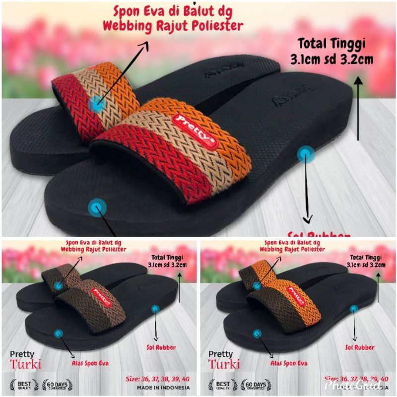 Sandal Selop Pretty Turki / Sandal Wanita Pretty Turki