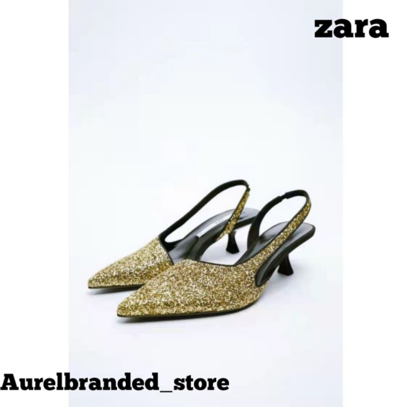 SEPATU  HEELS WANITA ZR GLITER GOLD//SEPATU HAK WANITA ORI IMPOR TERBARU