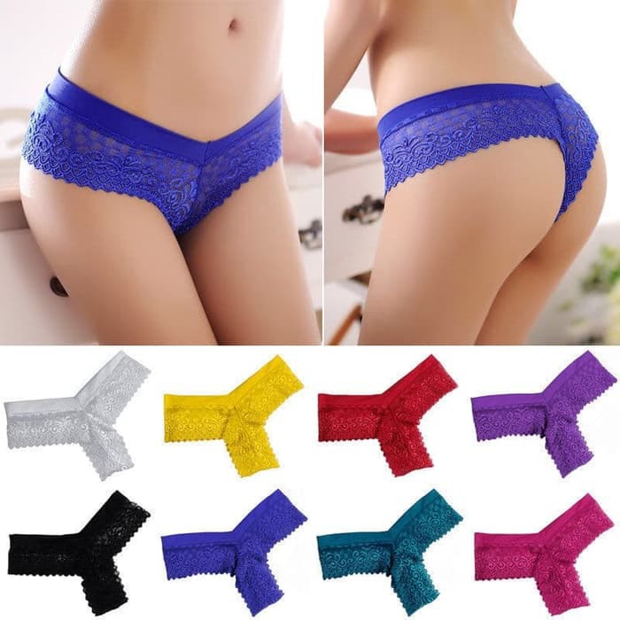 CD Wanita CD Wanita g string CD thong lace pola bunga brukat C089 - Ungu Murah