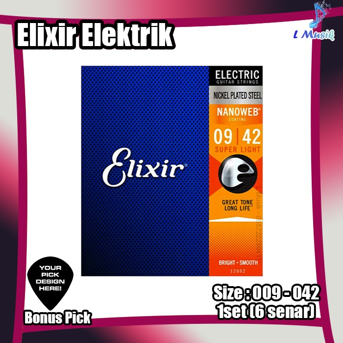 SENAR GITAR ELIXIR ELEKTRIK NANOWEB POLYWEB - SENAR GITAR ELEKTRIK UKURAN 09 ORI IMPORT