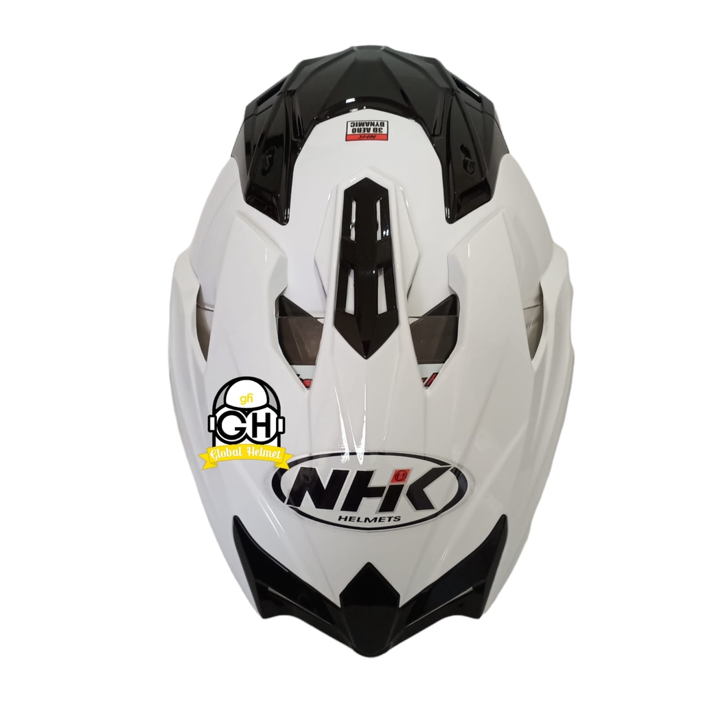 HELM HALF FACE NHK PREDATOR CRYPTON SOLID WHITE DOUBLE VISOR