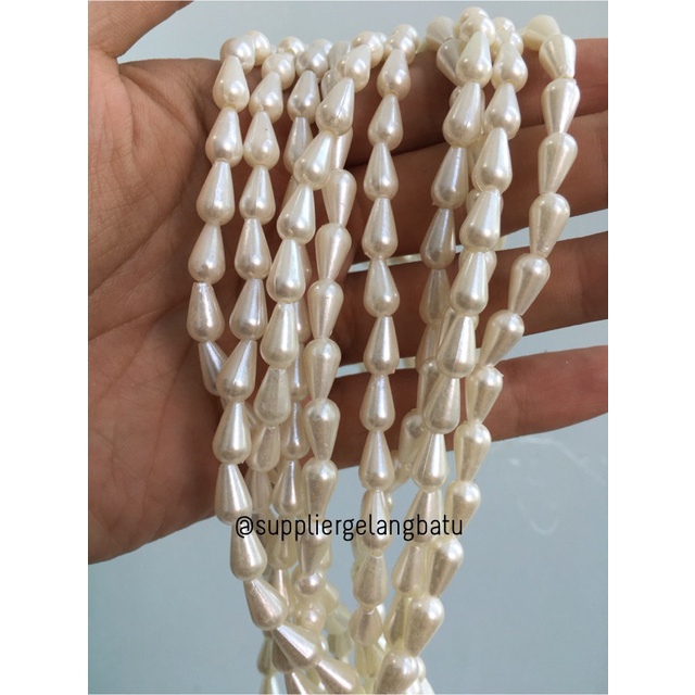 bahan Mutiara Sintetis TETES 8MM WHITE PEARL TULANG manik aksesoris