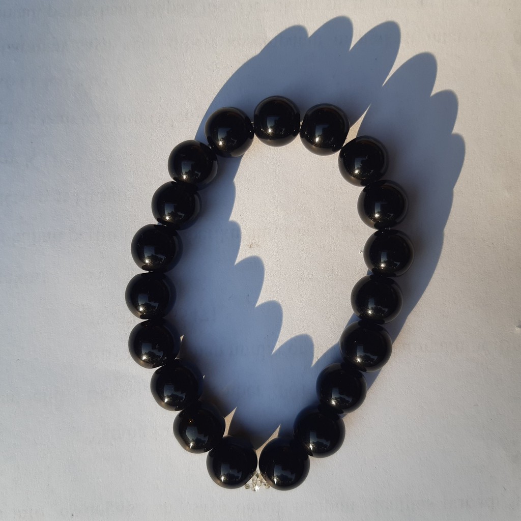 DS Gelang Giok Terapi Kesehatan Bulat Kecil Hitam Pekat