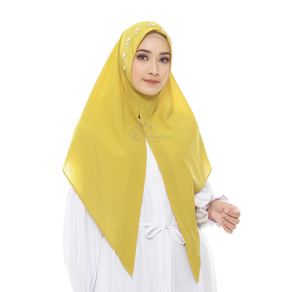 Hijab syar'i Segitiga Instan jumbo Payet Bando mutiara