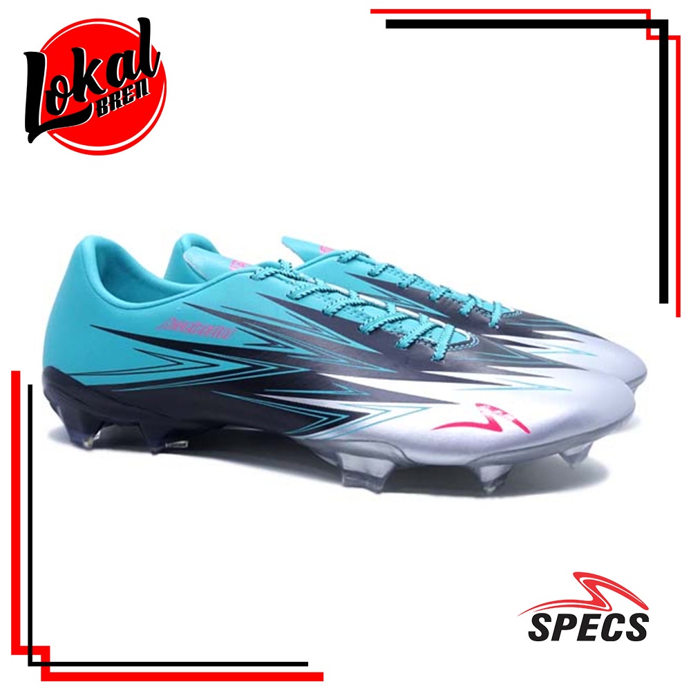 Sepatu Bola / Sepatu Sepakbola SPECS Lightspeed 3 FG Silver Black Aqua