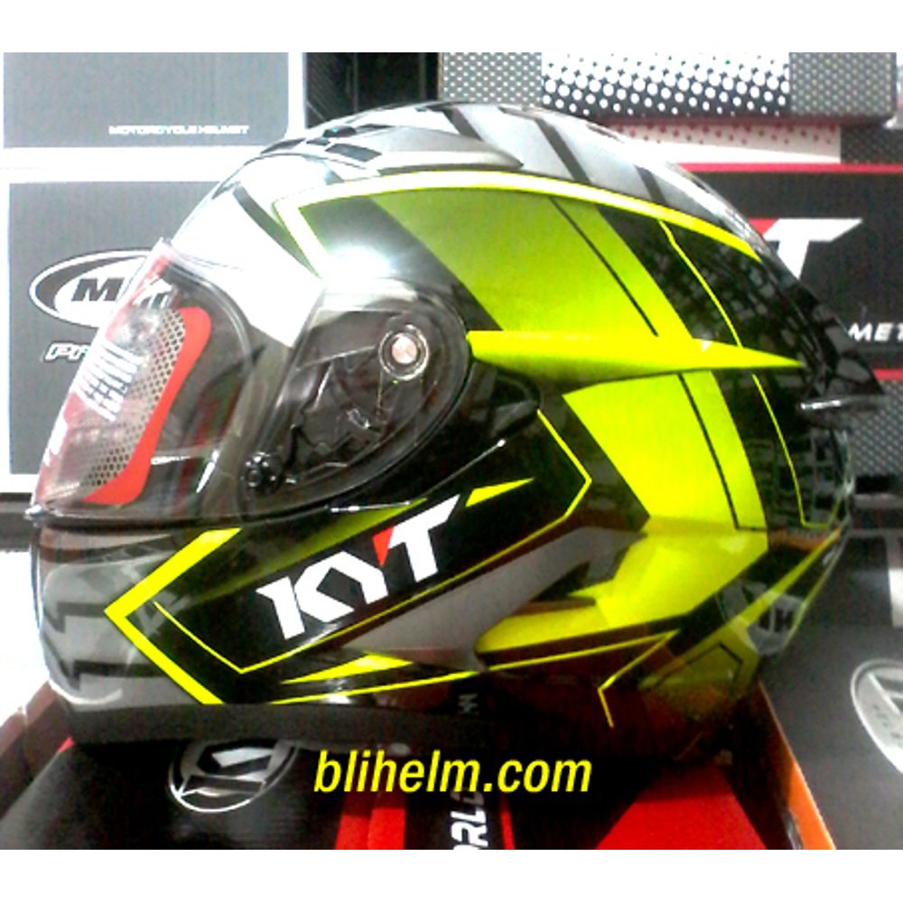helm KYT FALCON 2 ARMOUR BLACK YELLOW FLUO Termurah