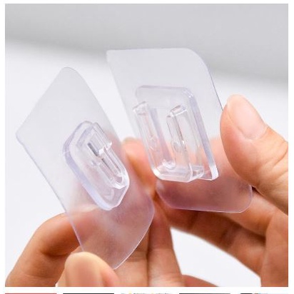 [ OBJ ] GANTUNGAN TEMPEL SOCKET HOOK TRANSPARAN 1 PASANG / GANTUNGAN PLUS MINUS DOUBLE TAPE SERBAGUNA