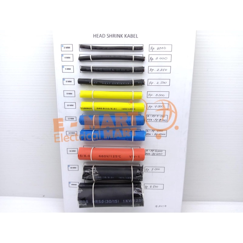 (PERMETER) HITAM Heat Shrink Selongsong Bakar / Isolasi Bakar Tubings BLACK