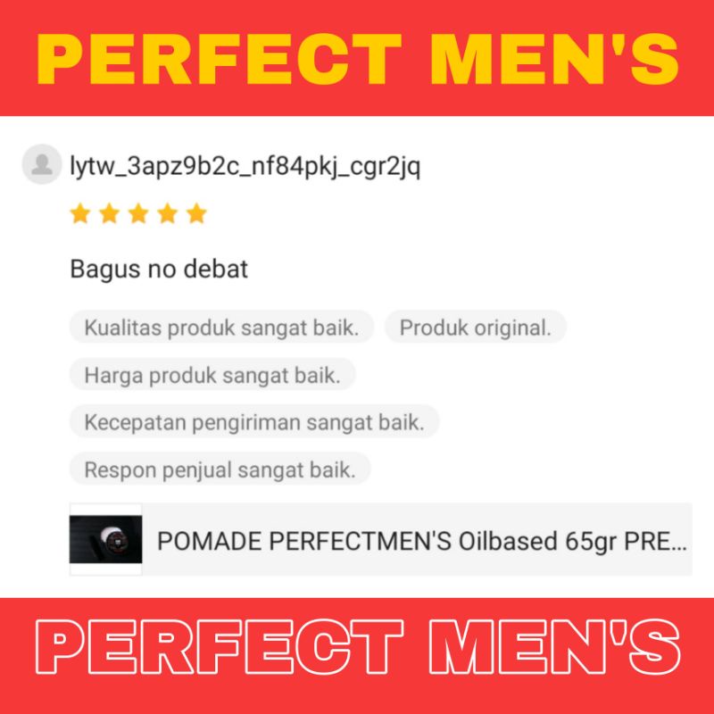 POMADE PERFECTMENS Oilbased 65gr PREMIUM style BEST QUALITY (Gratis sisir+sticker+exclusive box) GOOD PRODUCT pomade oilbased  TERMURAH