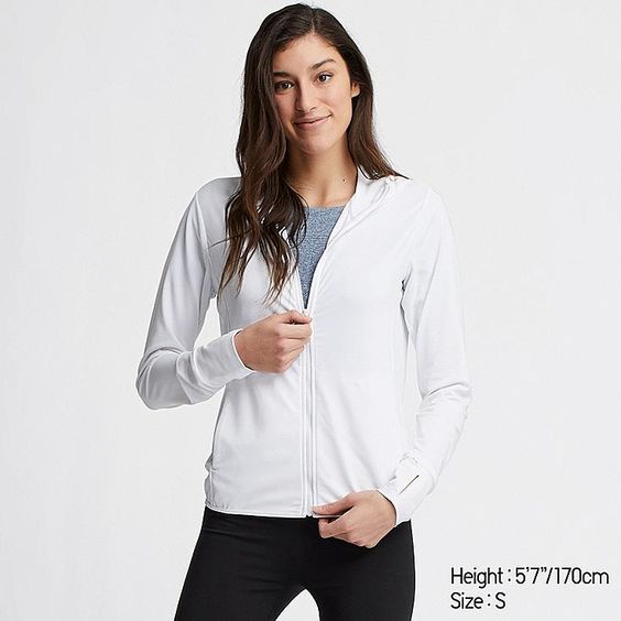 JAKET WANITA UNQ UNQ910 UV CUT ZIP HOOD-WHITE