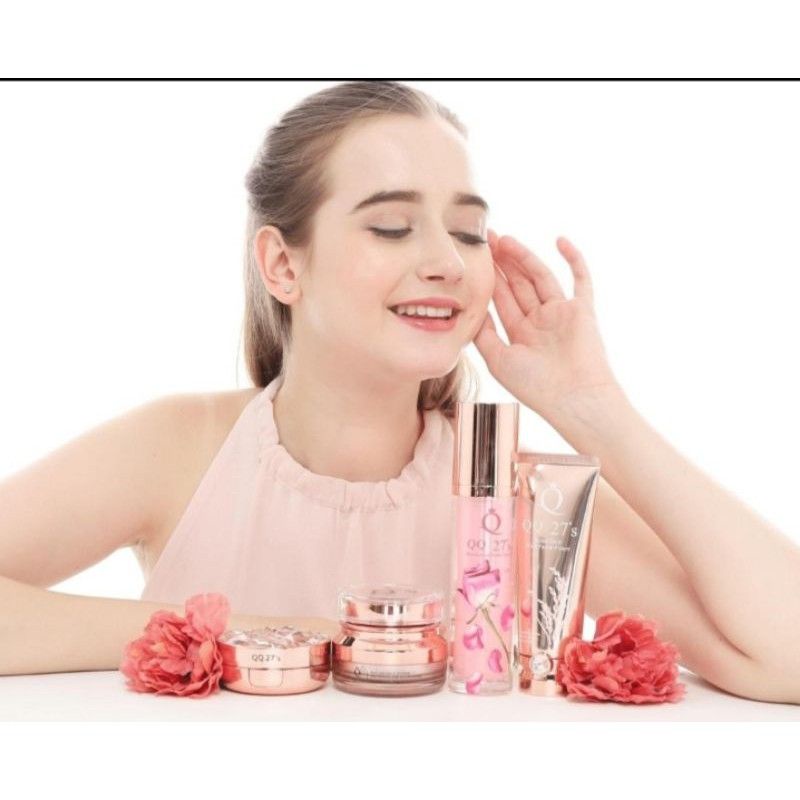 PAKET QQ 27'S SKINCARE ( FACIAL FOAM, ROSE TONER, LADY CREAM & CUSHION ( free handuk rambut)