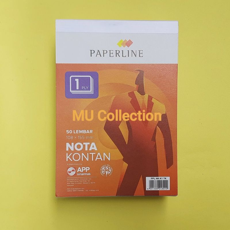 

Nota kontan PAPERLINE 1 rangkap isi 50 lembar ukuran 108mm × 155mm