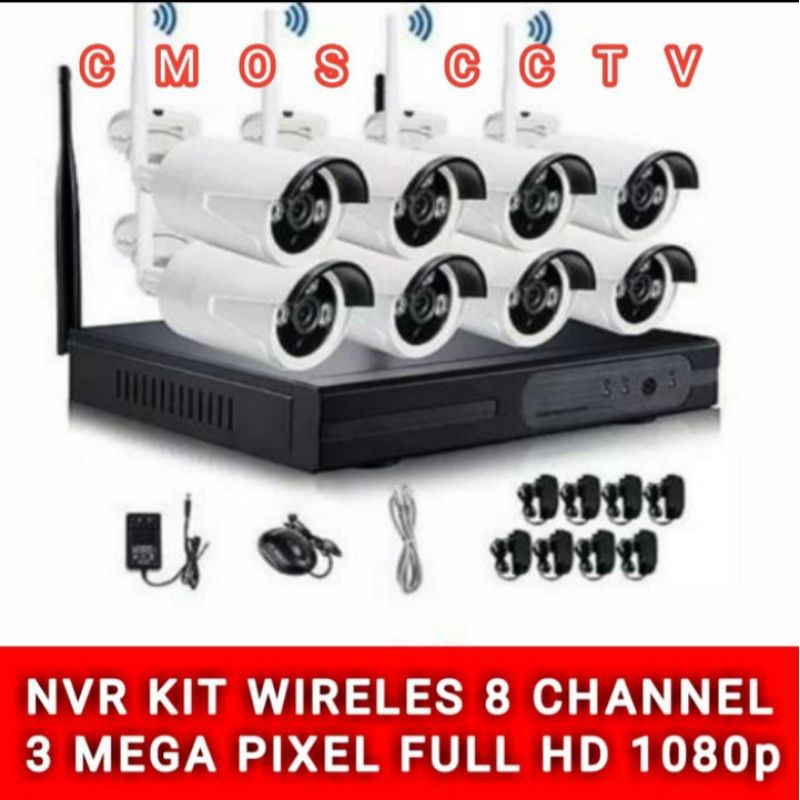 PAKET CCTV NVR/KIT WIRELESS 8 CHANNEL TANPA KABEL LENGKAP