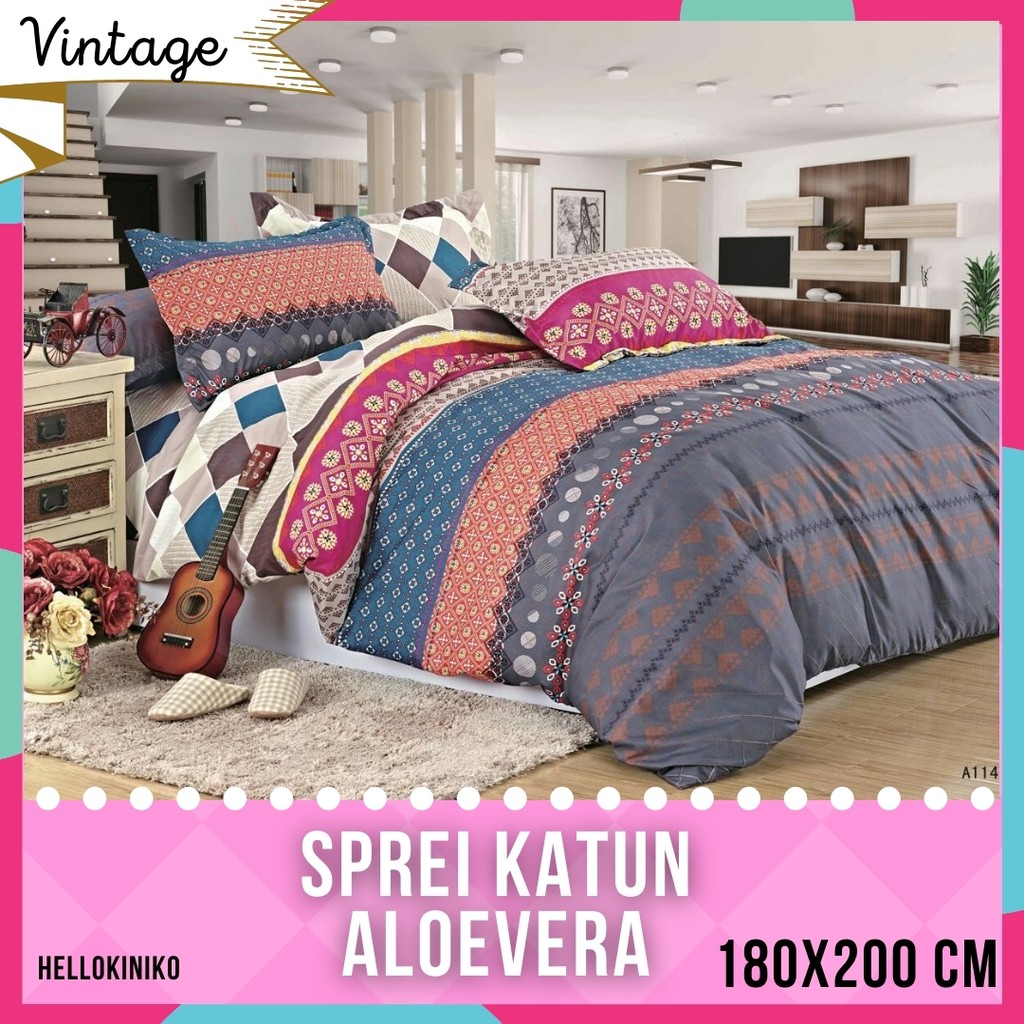SPREI KATUN VINTAGE MOTIF BANYAK MURAH T30 180x200 CM KINIKO
