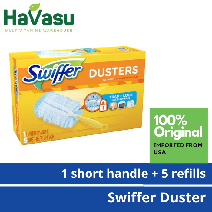 Swiffer Duster Dusters Cleaner Kit Short Handle 1 Handle 5 Refills