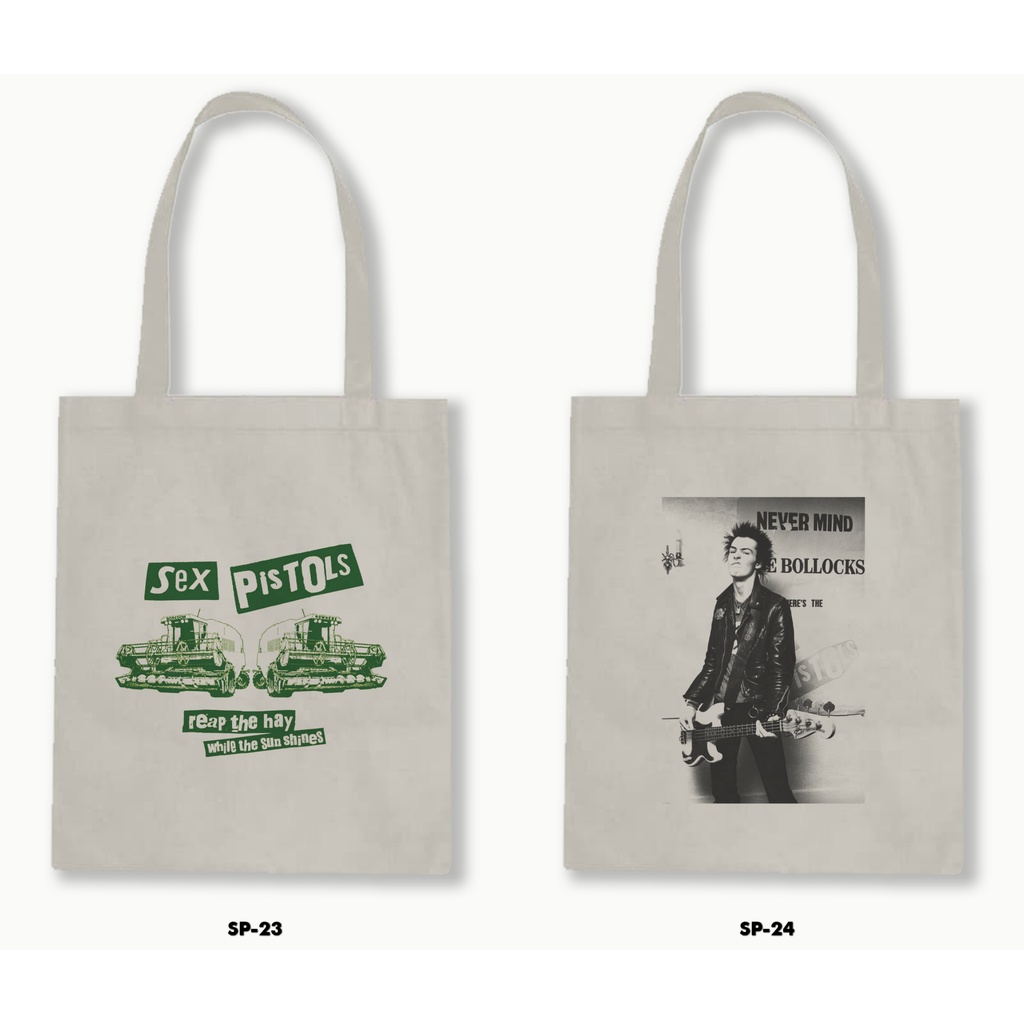 Tas Tote Bag Resleting Kanvas/Blacu  - Sexpistols .02