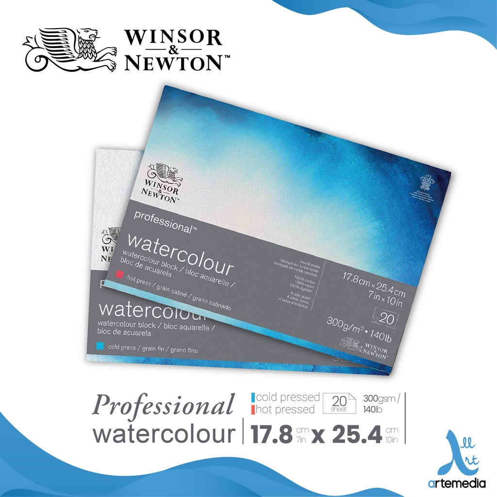

Winsor & Newton Professional Watercolour Block 17x25cm Kertas Cat Air 300 gsm