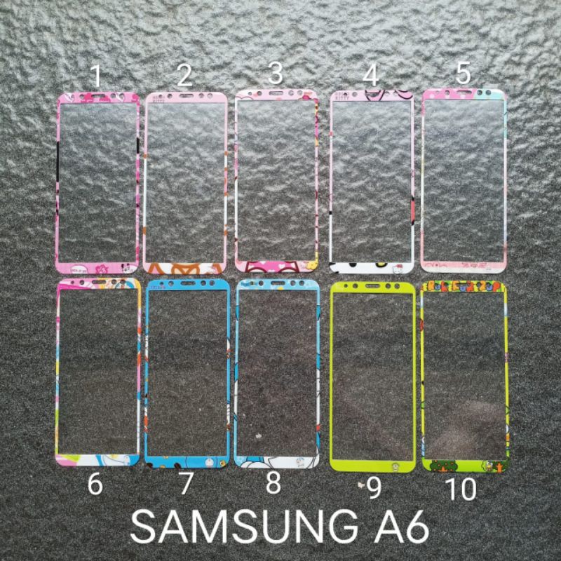 Tempered glass Samsung A6 . A6 2018 motif gambar karakter anti gores kaca screen guard