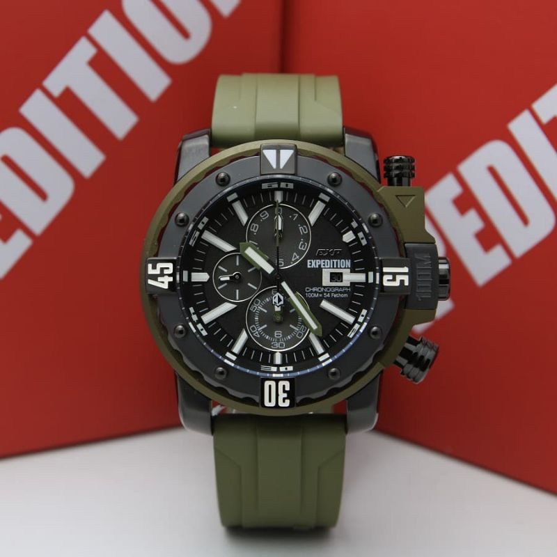 Jam Tangan Expedition EXP E 302 Pria / E302 M Black / Army Original