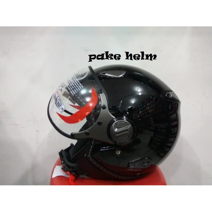 HELM KYT ELSICO RETRO HITAM GLOSSY HALF FACE