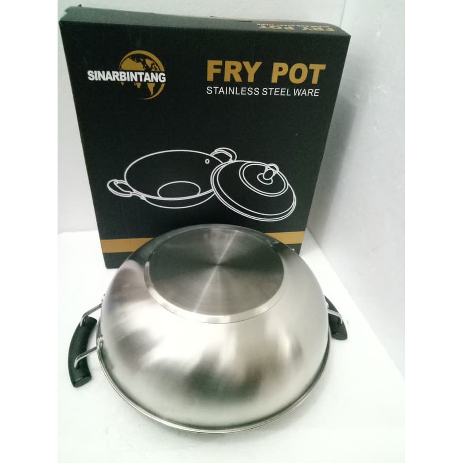 WAJAN FRY POT WARE STAINLESS STEEL 32CM