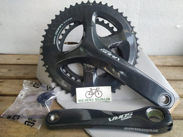 CRANK SHIMANO SORA R3000 DUAL CHAINRING 50-34 T BLACK - HT 2 - CRANK DOUBLE Sepeda Roadbike Balap rb