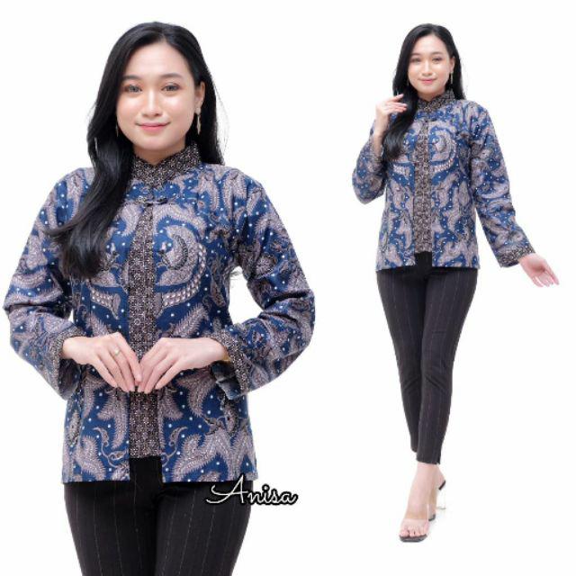 tey-17 Batik wanita ASJ SA HRB026 Kenongo Kemeja Tosca Pendek-Bolero manok kembar