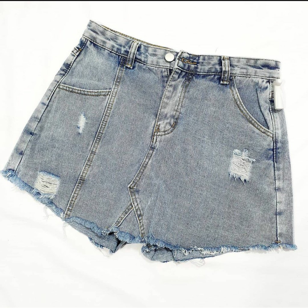 HOT PANTS JEANS RIPPED / CELANA JEANS PENDEK HW KOREAN