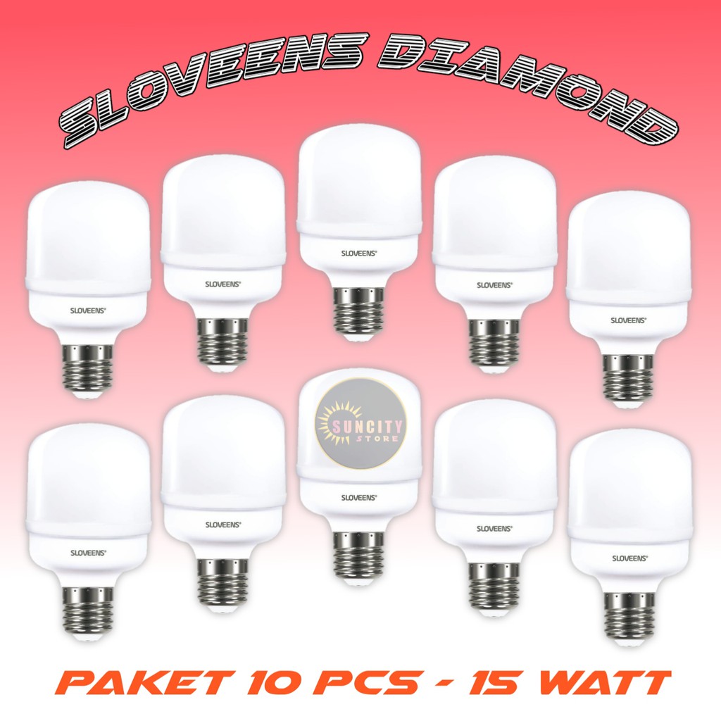 Paket 10 Pcs Sloveens Diamond Lampu Bohlam LED Capsule 15 Watt - Cahaya Putih